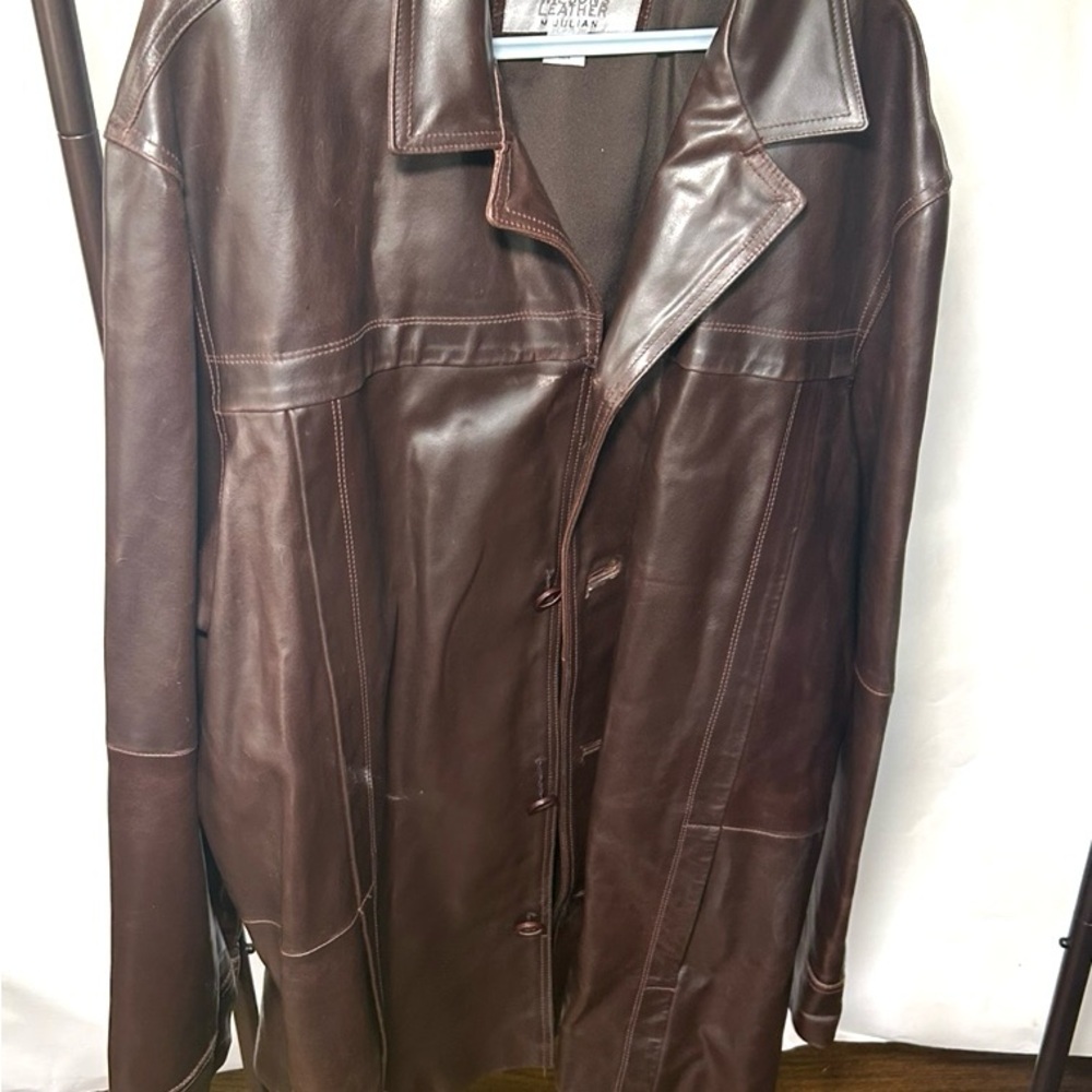 Wilson’s 100% Leather jacket 2XLT Brown Button-Up Coat - Picture 3 of 9
